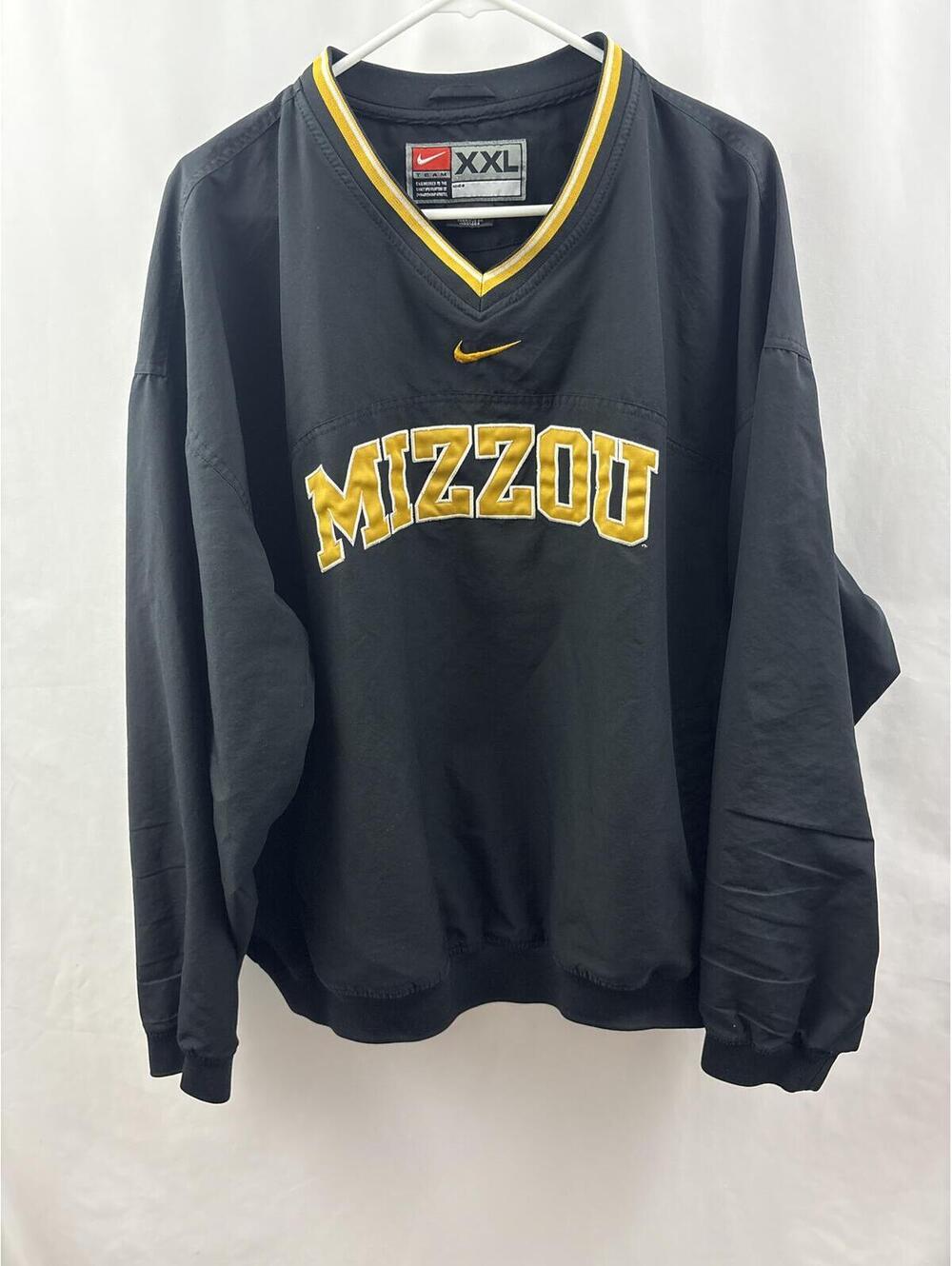 Vintage Nike Team Mizzou MU Tigers Windbreaker Pullover Jersey Sweatshirt XXL - Picture 2 of 8